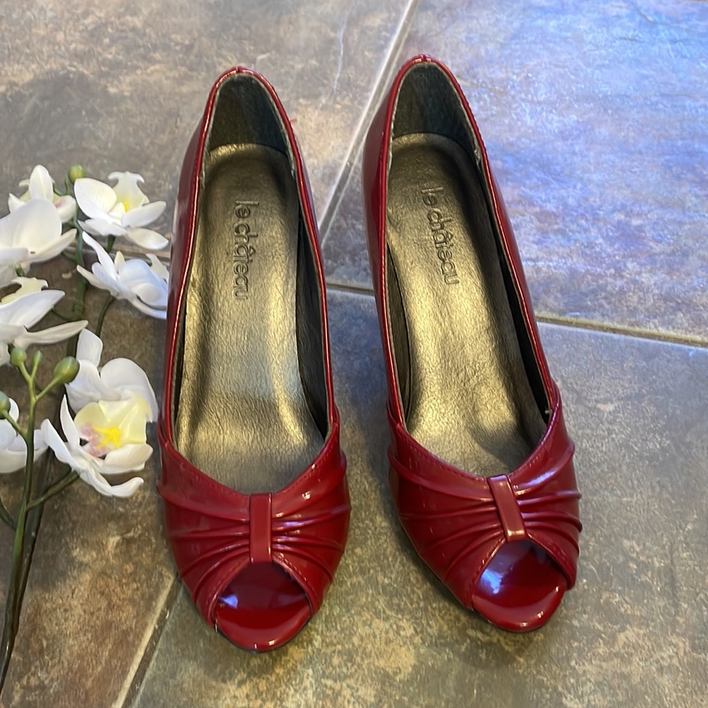 Le Chateau Red Peep Toe heels